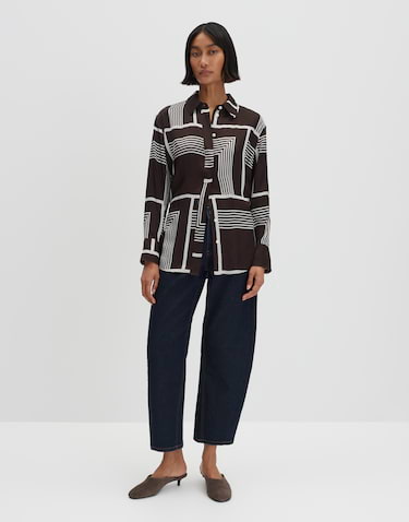 YAYA - Satijnen top met halflange mouwen - Infinity Blue