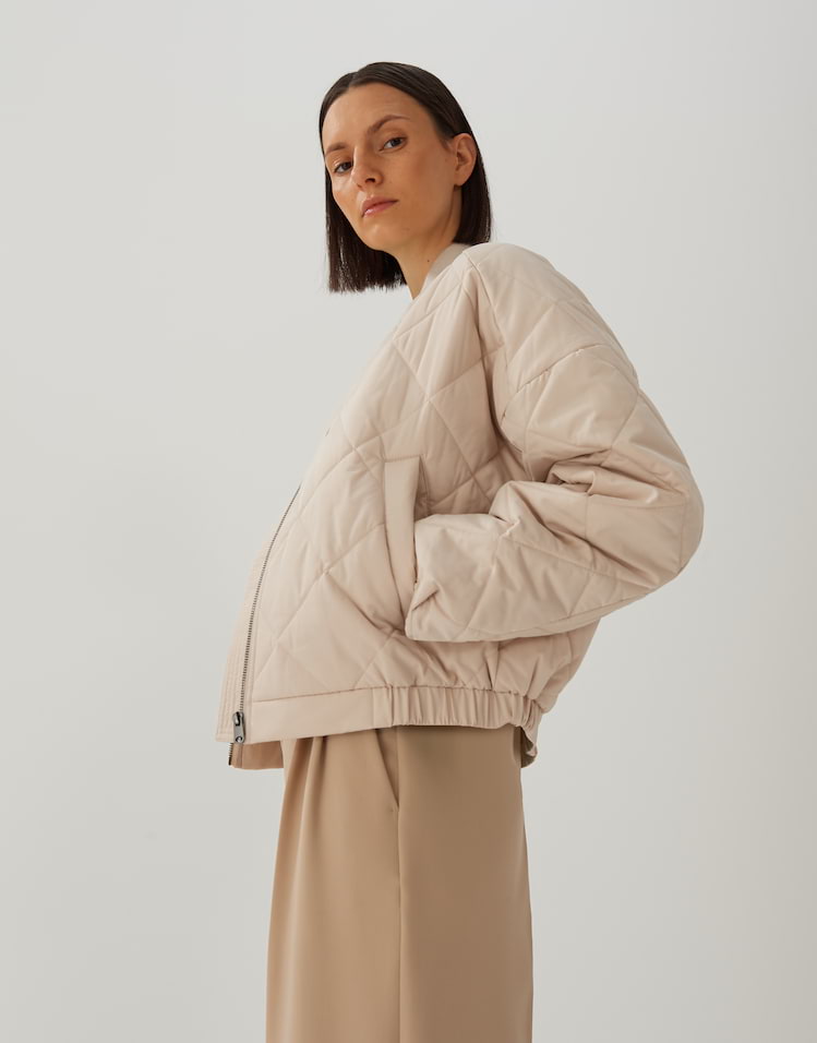 Damen Bomberjacke Mit Blumendruck - Leichte Sommerjacke Im Blouson-Stil