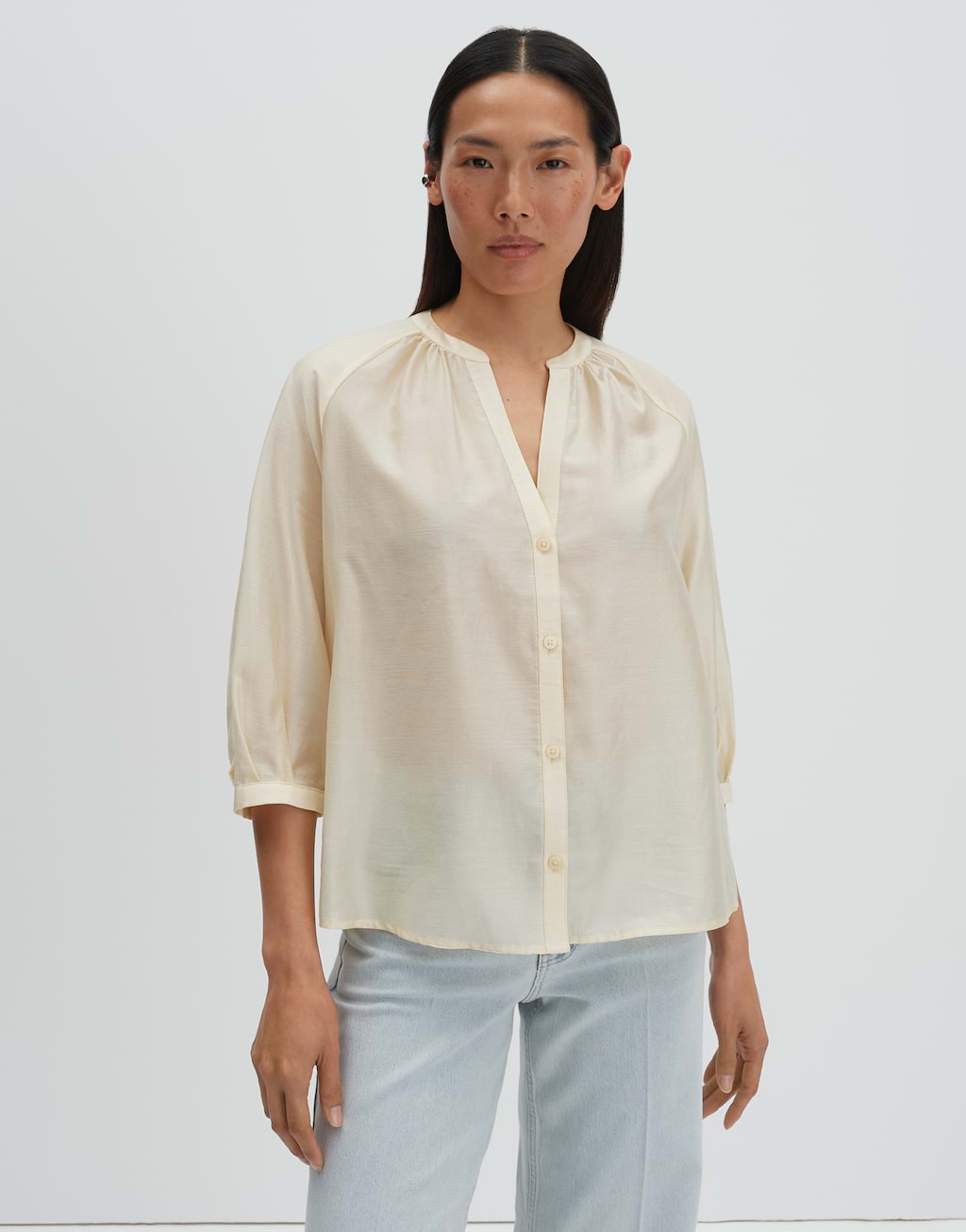 Blouse met driekwart mouwen Zamida beige online bestellen