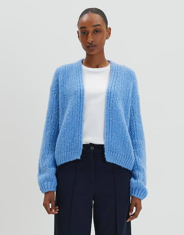 Blue Cardigan Designermode Strickmantel Hellblau Damen Mohair