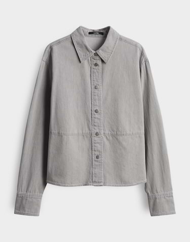 OPUS Chemisier à manches longues pour femme | FRONE Boxy Cord Overshirt en coton BCI, Blanc cassé, 40 cm