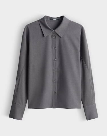 Dames kerk geestelijken shirt tab kraag geplooide vleermuismouwen blouse top, Zwart, XXL