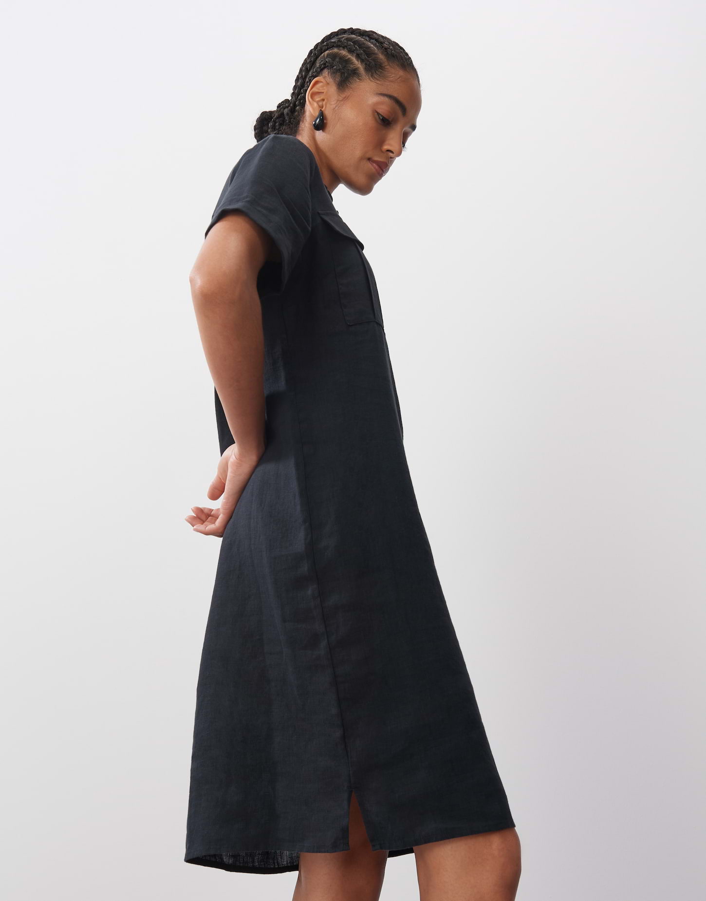 Linen dress Quinty linen black by OPUS | shop your favourites online