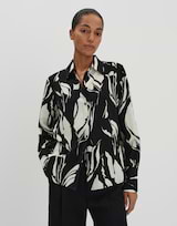 TAIFUN Dames Blouse met volant aan de zoom Taupe gemustert-42